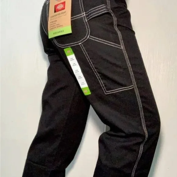 Dickies Classic Carpenter Black Contrast Stitch Straight Leg Jeans 13/31 -15/32 - Picture 13 of 14
